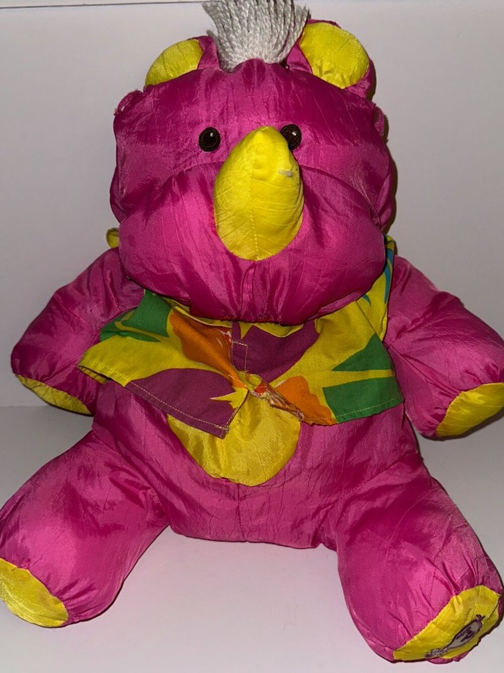 Vintage Fisher Price Pink Wild Puffalump Rhino 1987 Hawaiian Shirt soft plush